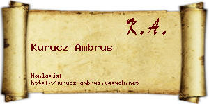 Kurucz Ambrus névjegykártya